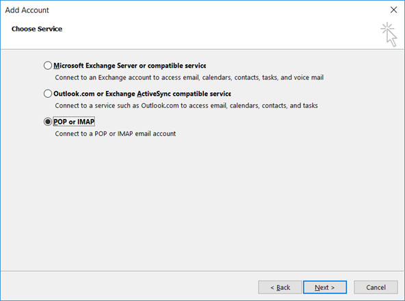 Setup ICA.NET email account on your Outlook 2013 Manual Step 3
